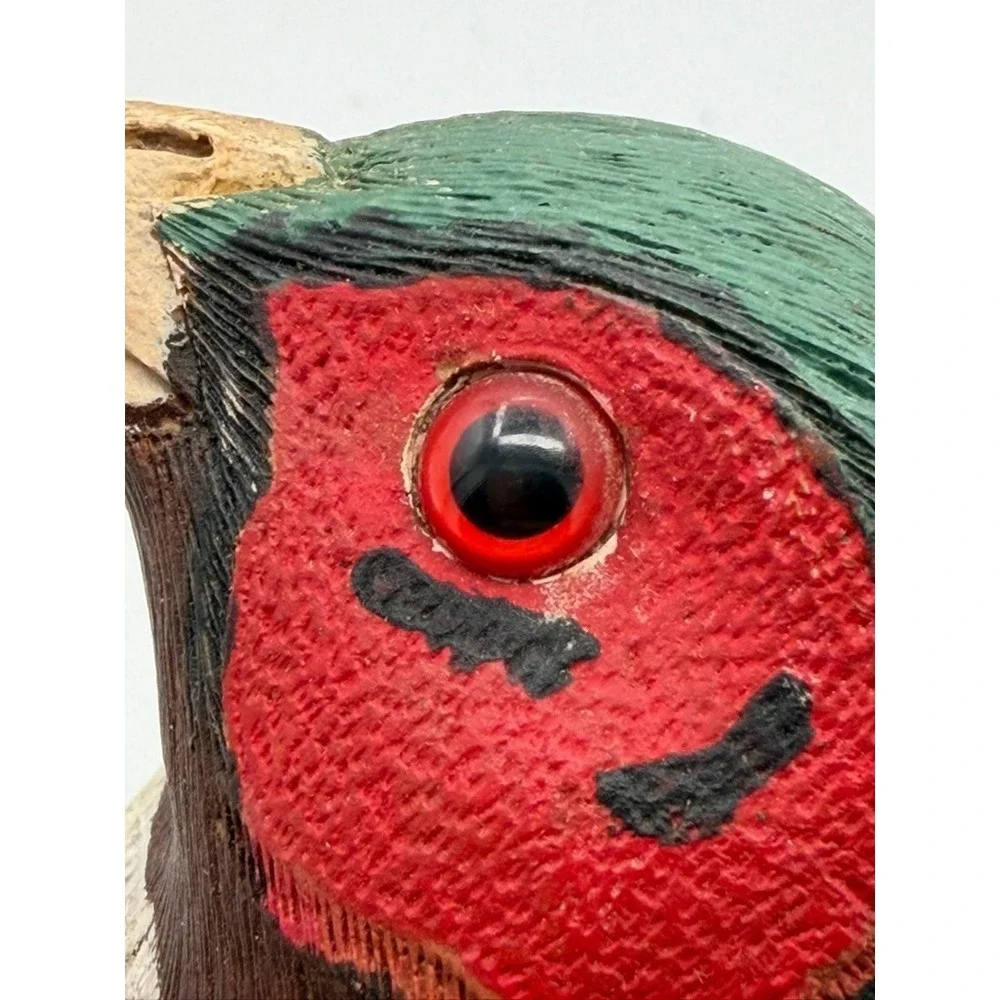 Hand Painted Carved Wood Pheasant Bird Figurine Decoy 11.5